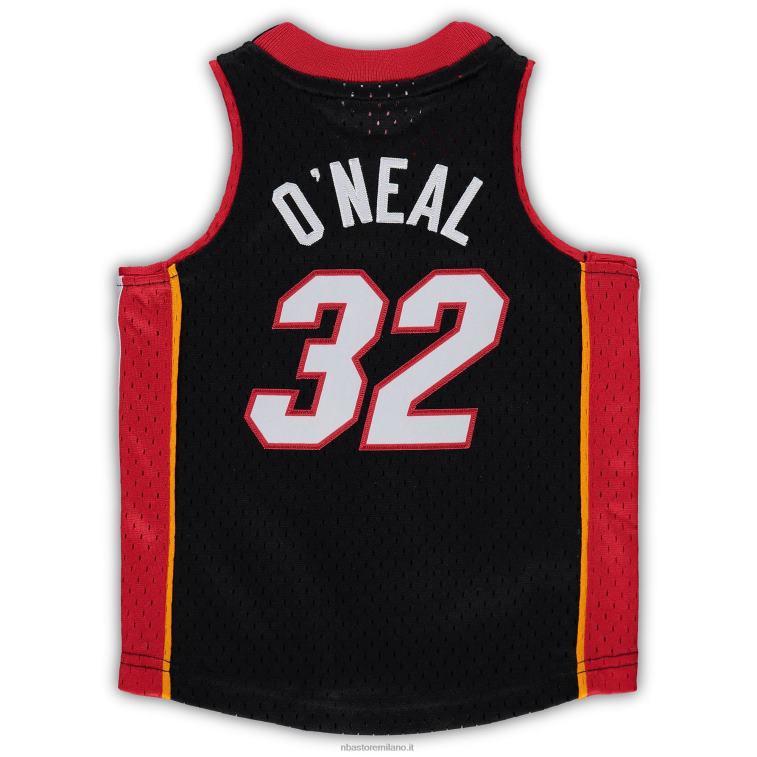NBA 00F2L17642 miami heat shaquille o\'neal black hardwood classics maglia giocatore ritirato