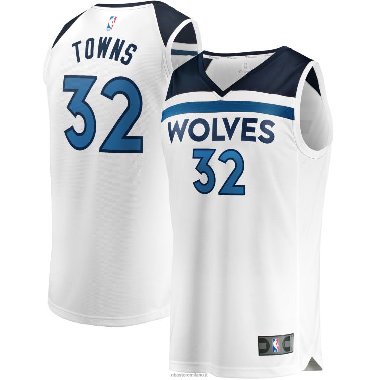NBA 00F2L17332 Minnesota Timberwolves Karl-Anthony Town maglia bianca replica giocatore fast break