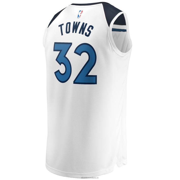 NBA 00F2L17332 Minnesota Timberwolves Karl-Anthony Town maglia bianca replica giocatore fast break