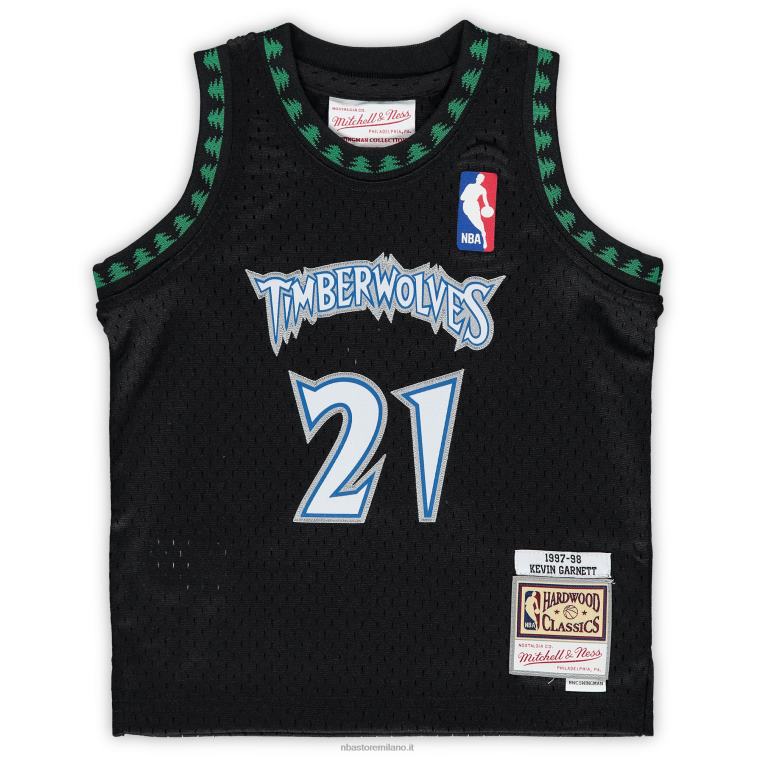 NBA 00F2L18014 Minnesota Timberwolves Kevin Garnett Black Hardwood Classics maglia da giocatore in pensione