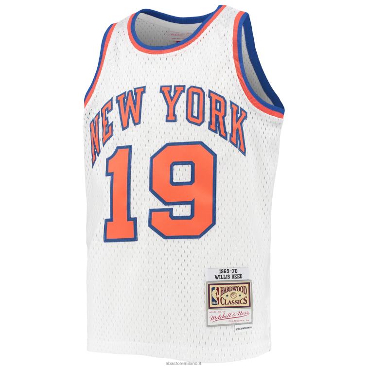 NBA 00F2L16859 maglia swingman new york knicks willis reed mitchell & ness white 1969-70 hardwood classics