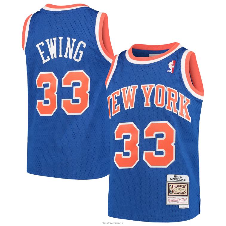 NBA 00F2L16907 new york knicks patrick ewing mitchell & ness blue hardwood classici maglia swingman ritorno al passato