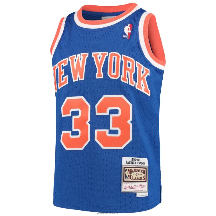 NBA 00F2L16907 new york knicks patrick ewing mitchell & ness blue hardwood classici maglia swingman ritorno al passato