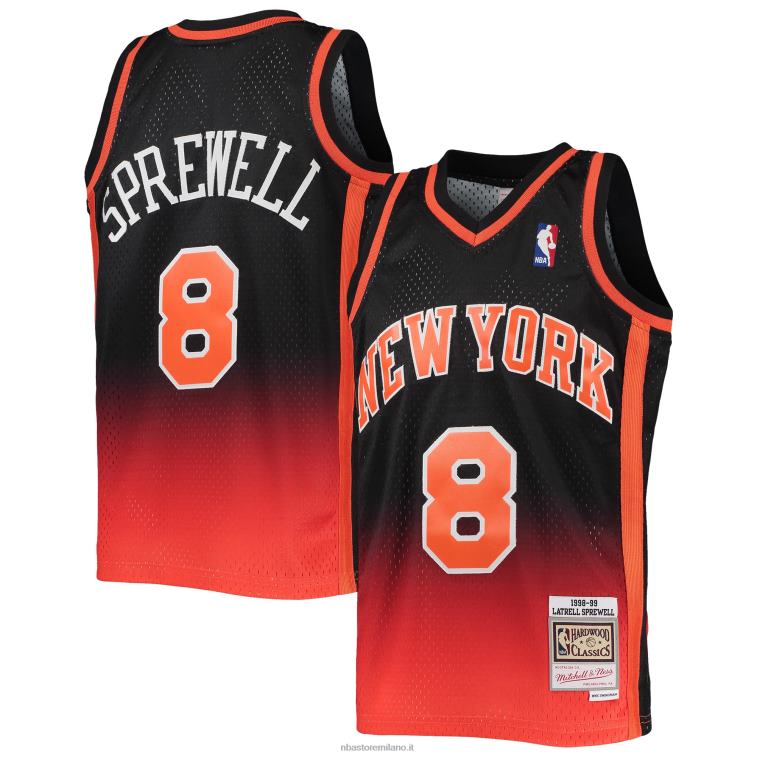NBA 00F2L17462 New York Knicks Latrell Sprewell maglia da giocatore swingman in legno duro arancione/nero