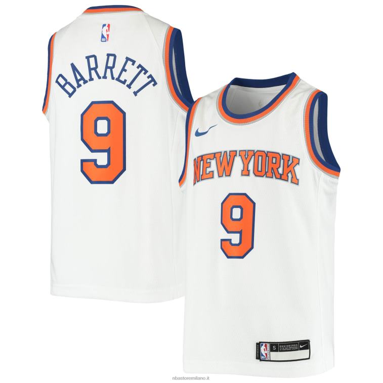 NBA 00F2L17996 new york knicks rj barrett maglia nike bianca swingman