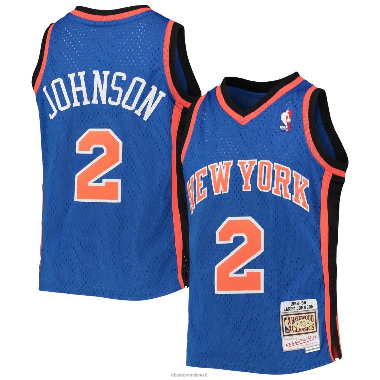 NBA 00F2L18089 maglia swingman dei New York Knicks Larry Johnson Mitchell & Ness Blue Hardwood Classics