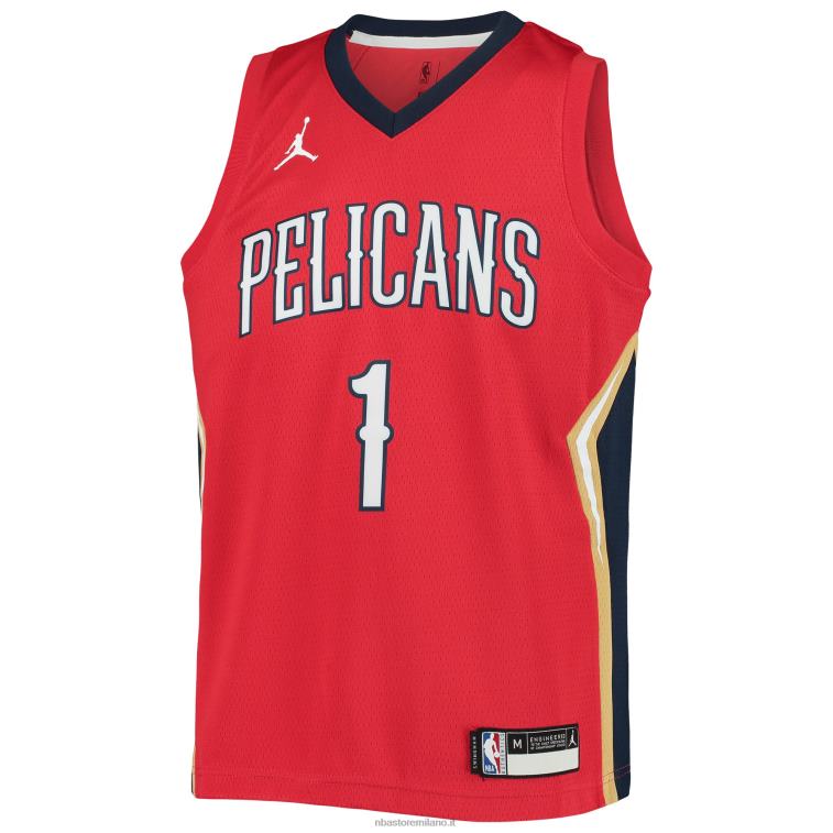 NBA 00F2L16976 new orleans pelicans zion williamson jordan maglia rossa giocatore swingman