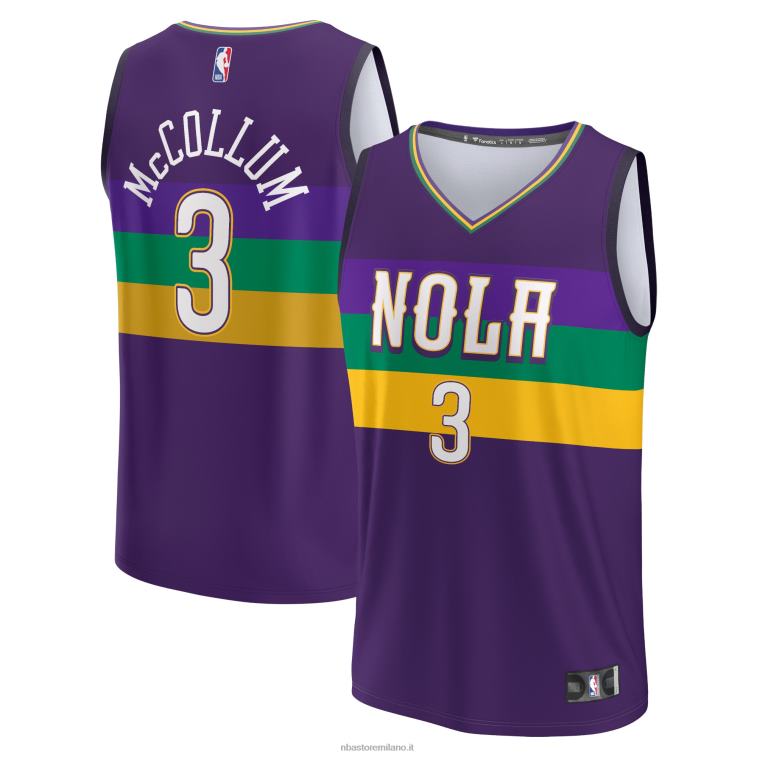 NBA 00F2L17076 new orleans pellicani cj mccollum maglia fastbreak viola