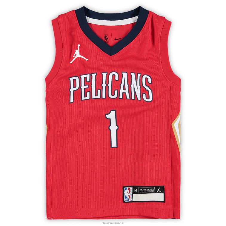 NBA 00F2L17255 prescolare new orleans pellicani zion williamson jordan marca maglia rossa fast break replica