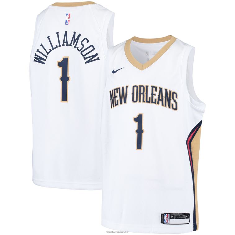NBA 00F2L17423 new orleans pelicans zion williamson nike maglia giocatore bianco swingman