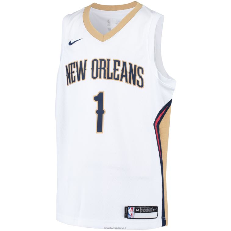 NBA 00F2L17423 new orleans pelicans zion williamson nike maglia giocatore bianco swingman