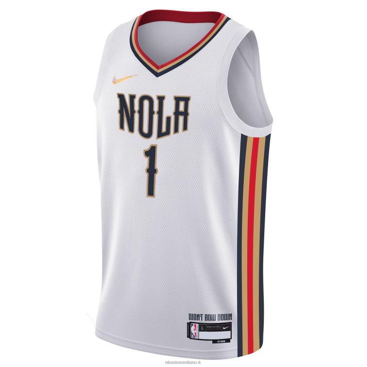 NBA 00F2L17546 new orleans pelicans zion williamson nike maglia bianca swingman