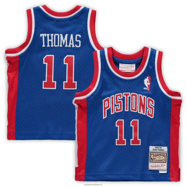 NBA 00F2L17158 detroit pistons isiah thomas blue hardwood classics maglia da giocatore in pensione
