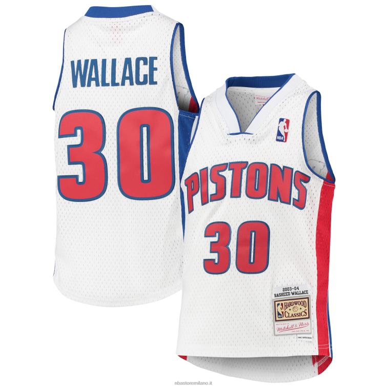 NBA 00F2L17697 detroit pistons rasheed wallace bianco legno duro classici maglia swingman