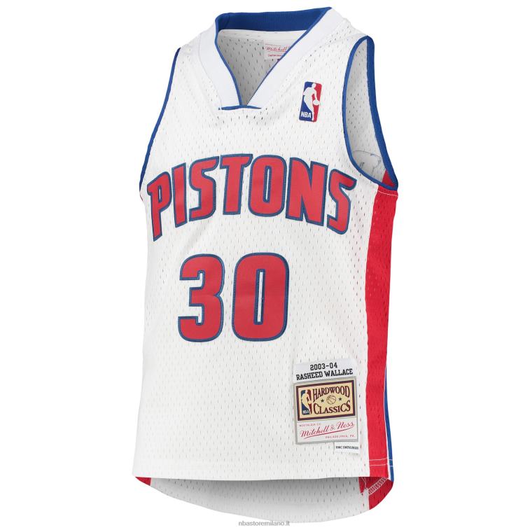 NBA 00F2L17697 detroit pistons rasheed wallace bianco legno duro classici maglia swingman