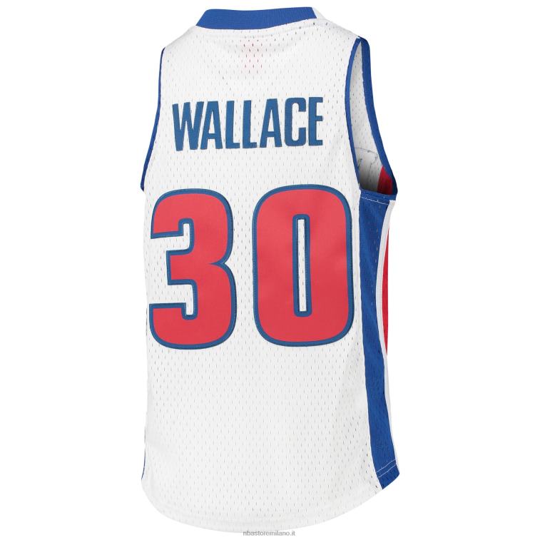 NBA 00F2L17697 detroit pistons rasheed wallace bianco legno duro classici maglia swingman