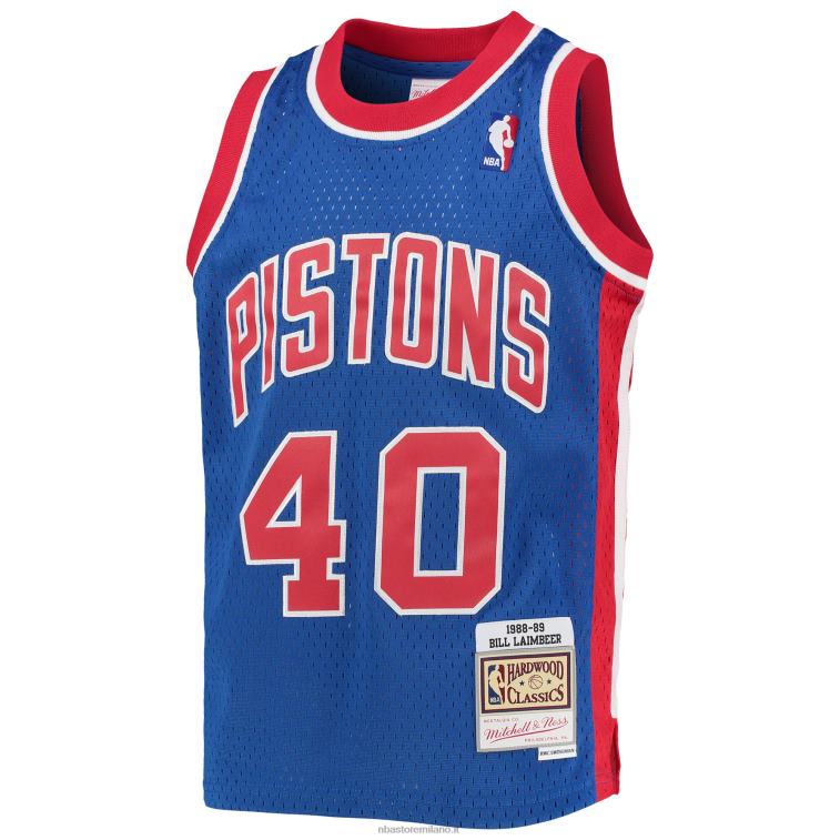 NBA 00F2L17757 detroit pistons bill laimbeer mitchell & ness blue 1988-89 hardwood classics maglia swingman
