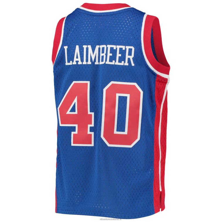 NBA 00F2L17757 detroit pistons bill laimbeer mitchell & ness blue 1988-89 hardwood classics maglia swingman