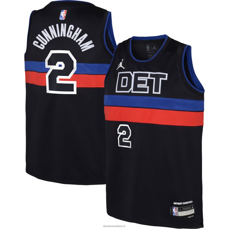 NBA 00F2L18276 Maglia da swingman nera marca detroit pistons cade cunningham jordan