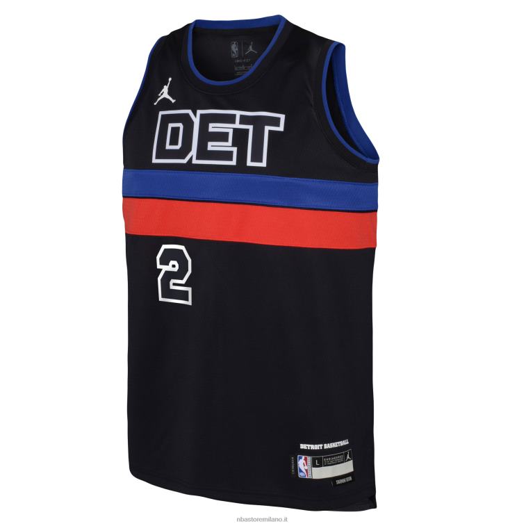 NBA 00F2L18276 Maglia da swingman nera marca detroit pistons cade cunningham jordan