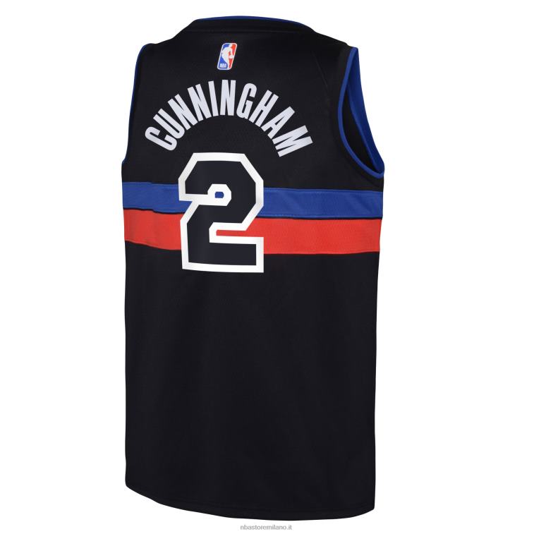NBA 00F2L18276 Maglia da swingman nera marca detroit pistons cade cunningham jordan