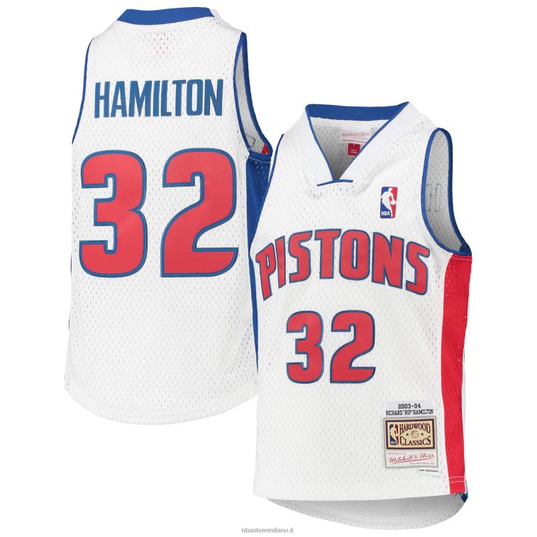 NBA 00F2L18728 detroit pistons richard hamilton bianco legno duro classici maglia swingman