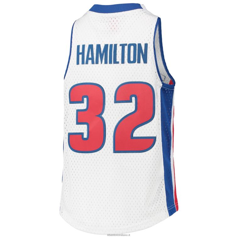 NBA 00F2L18728 detroit pistons richard hamilton bianco legno duro classici maglia swingman