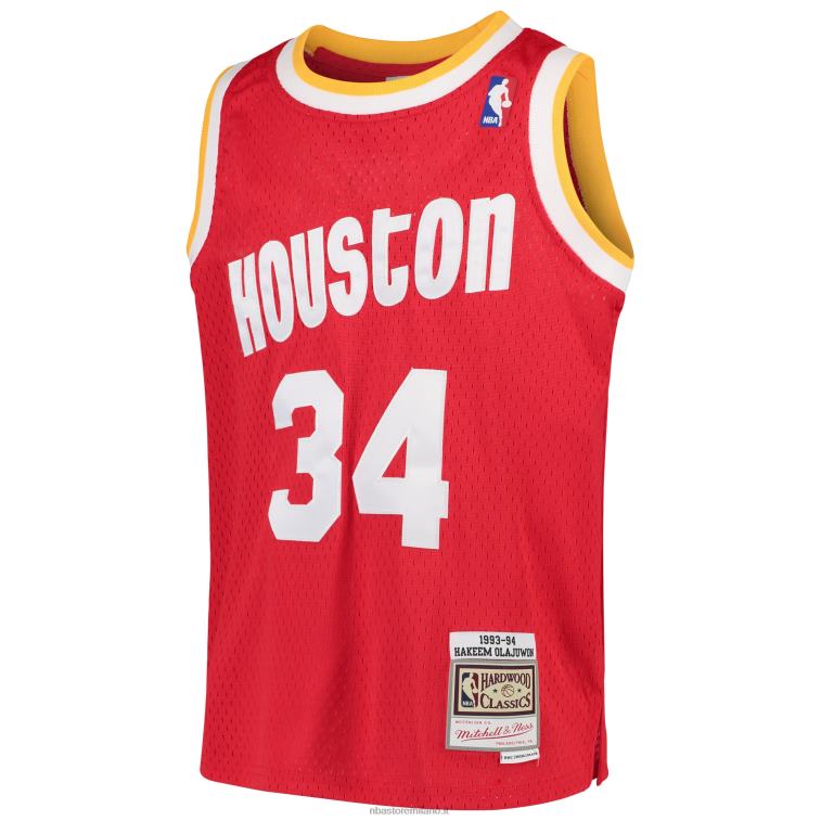 NBA 00F2L16924 houston rockets hakeem olajuwon mitchell & ness maglia rossa swingman ritorno al passato