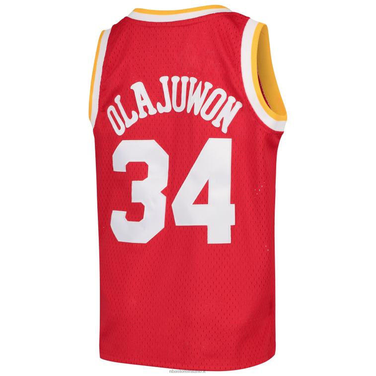 NBA 00F2L16924 houston rockets hakeem olajuwon mitchell & ness maglia rossa swingman ritorno al passato