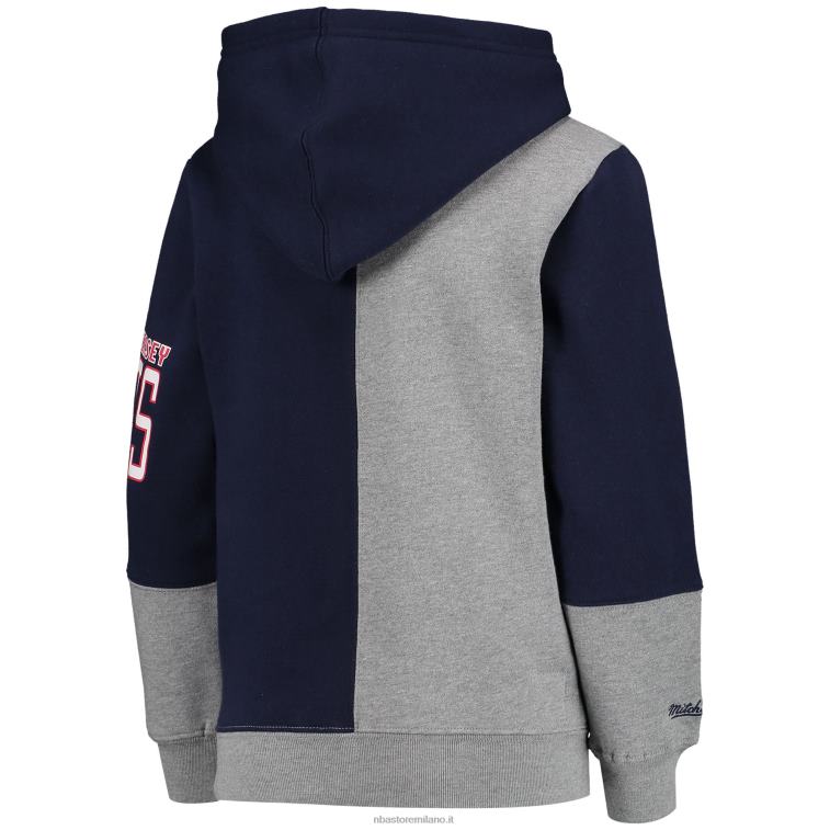 NBA 00F2L17820 new jersey nets blu/grigio melange classici in legno duro felpa con cappuccio pullover in pile a colori divisi