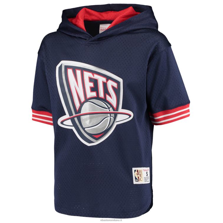 NBA 00F2L18880 New Jersey Nets Mitchell & Ness Blue Hardwood Classics T-shirt con cappuccio imbattuta