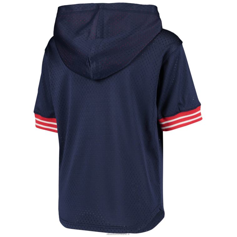 NBA 00F2L18880 New Jersey Nets Mitchell & Ness Blue Hardwood Classics T-shirt con cappuccio imbattuta