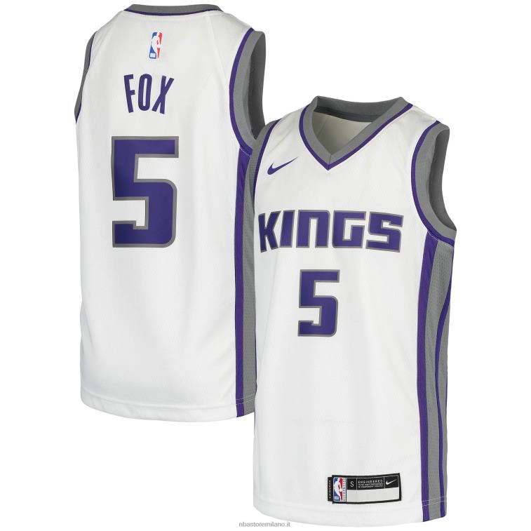 NBA 00F2L17052 sacramento kings de\'aaron fox maglia swingman bianca nike