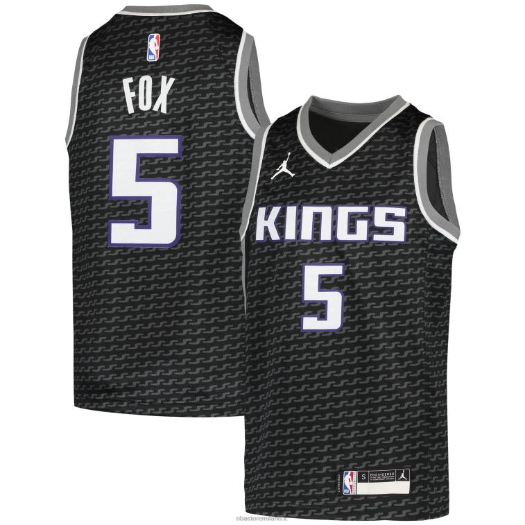 NBA 00F2L17309 sacramento kings de'aaron fox jordan marca maglia giocatore swingman nera