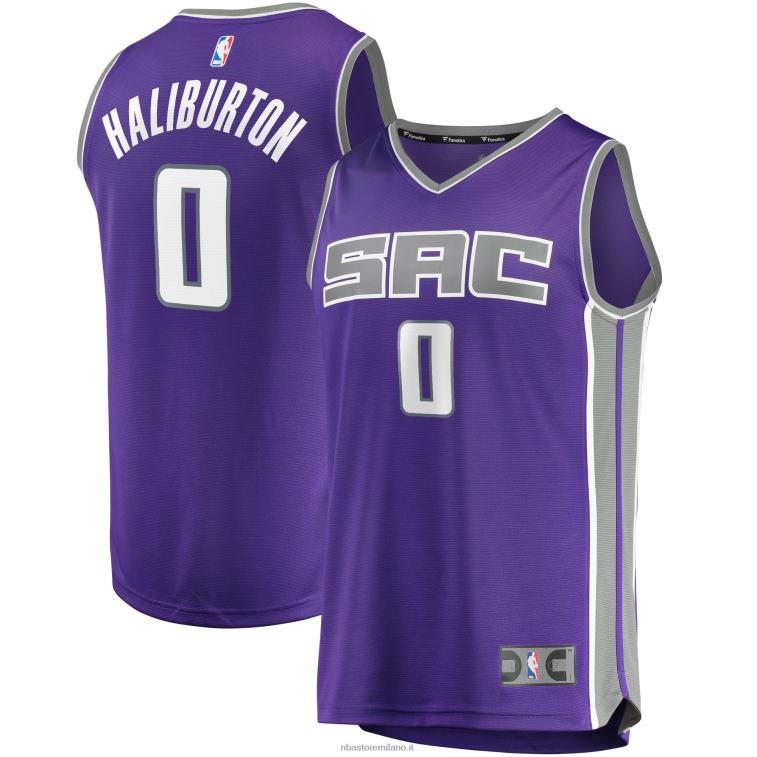NBA 00F2L17356 Sacramento Kings Tyrese Haliburton Purple Draft First Round Pick Fast Break Replica Maglia
