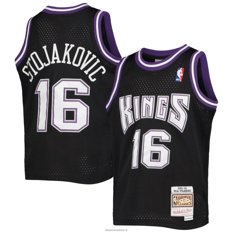 NBA 00F2L17661 sacramento kings peja stojakovic maglia swingman mitchell & ness black hardwood classics