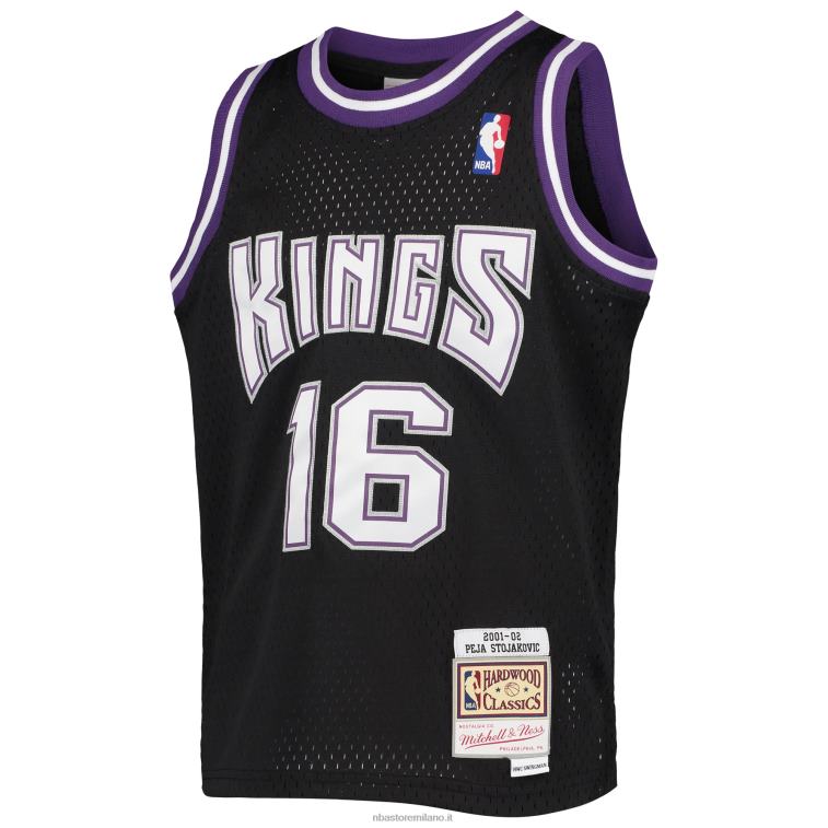 NBA 00F2L17661 sacramento kings peja stojakovic maglia swingman mitchell & ness black hardwood classics