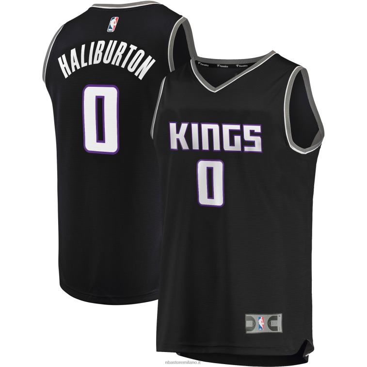 NBA 00F2L18289 sacramento kings tyrese haliburton maglia giocatore replica fast break nera