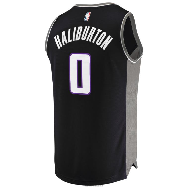 NBA 00F2L18289 sacramento kings tyrese haliburton maglia giocatore replica fast break nera