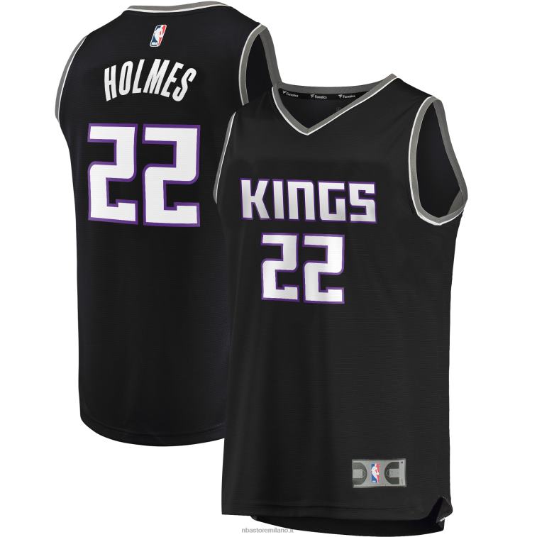 NBA 00F2L18915 sacramento kings richaun holmes maglia nera replica giocatore fast break