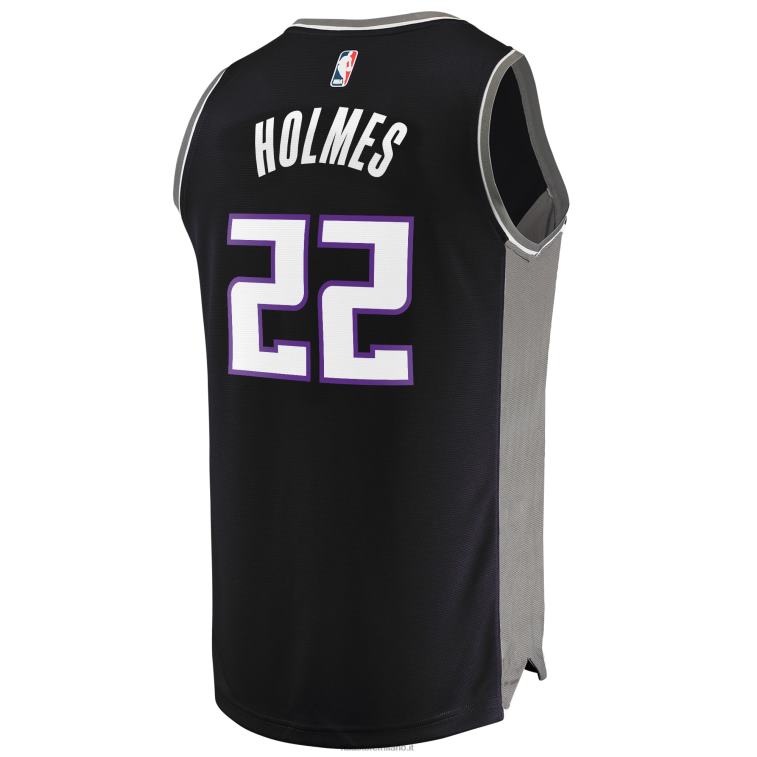 NBA 00F2L18915 sacramento kings richaun holmes maglia nera replica giocatore fast break