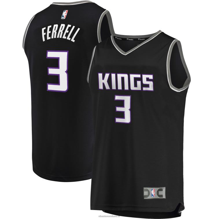 NBA 00F2L19766 sacramento kings yogi ferrell maglia giocatore replica fast break nera
