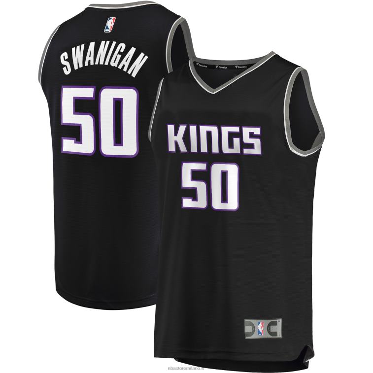 NBA 00F2L19813 sacramento kings caleb swanigan maglia giocatore replica fast break nera