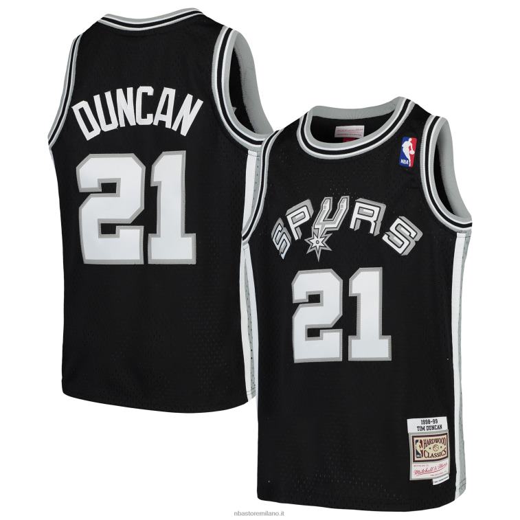 NBA 00F2L16820 san antonio spurs tim duncan mitchell & ness maglia nera swingman ritorno al passato