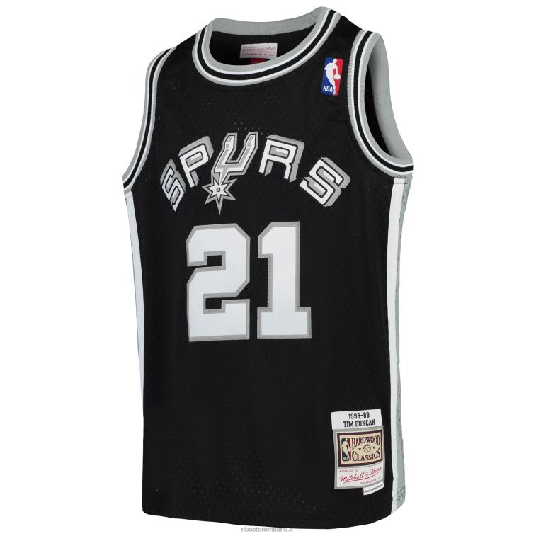 NBA 00F2L16820 san antonio spurs tim duncan mitchell & ness maglia nera swingman ritorno al passato