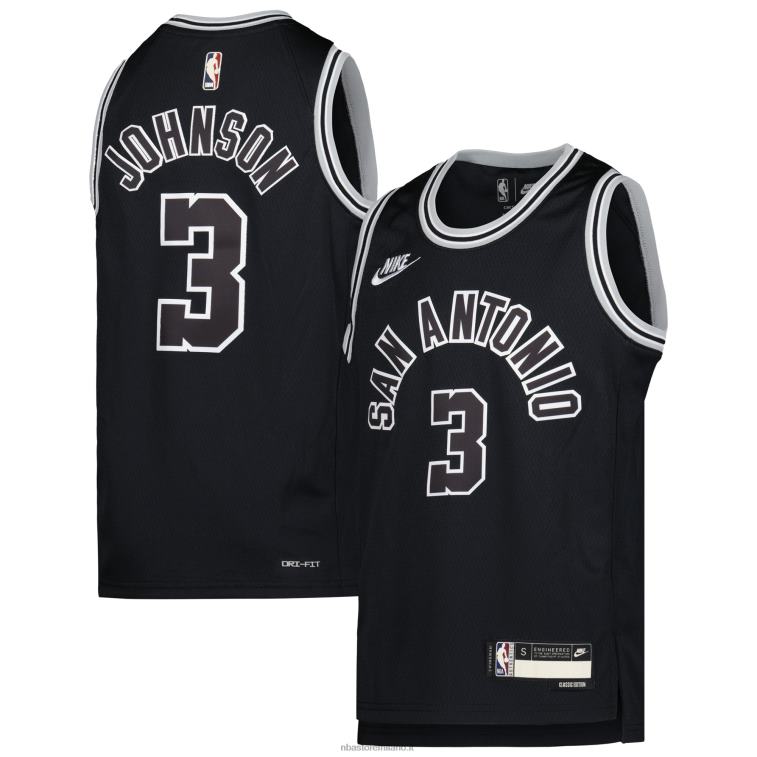 NBA 00F2L17012 san antonio spurs keldon johnson nike maglia swingman nera
