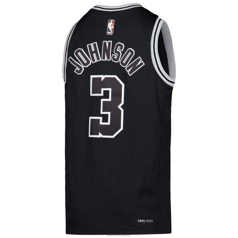 NBA 00F2L17012 san antonio spurs keldon johnson nike maglia swingman nera