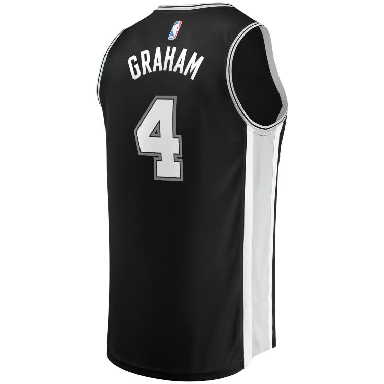 NBA 00F2L17922 san antonio spurs devonte\' graham maglia nera giocatore contropiede
