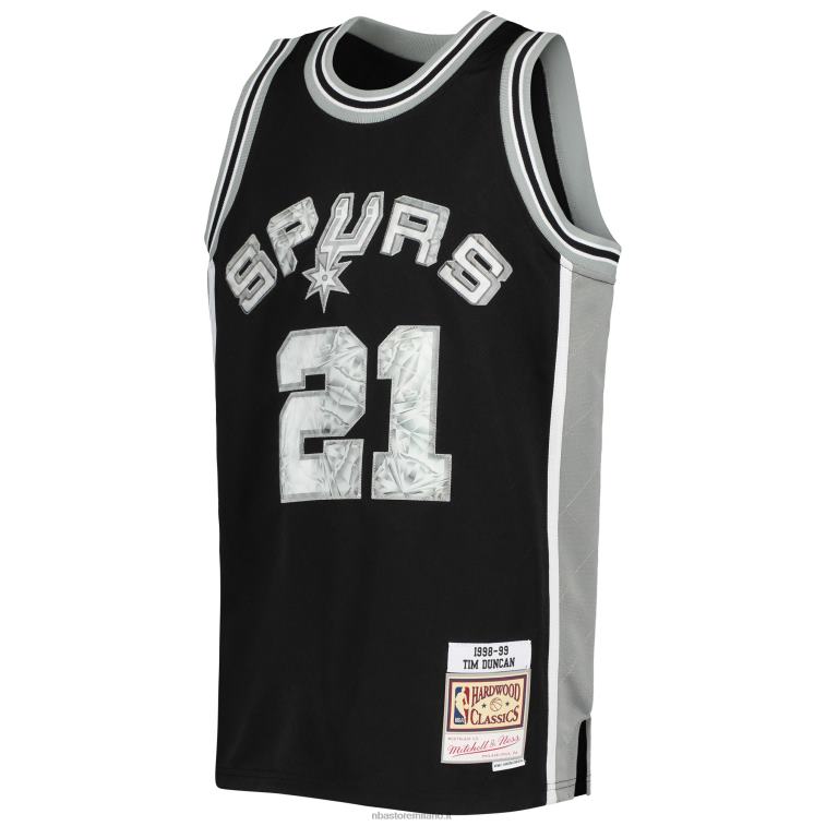 NBA 00F2L17978 san antonio spurs tim duncan black hardwood classics maglia diamante 75° anniversario