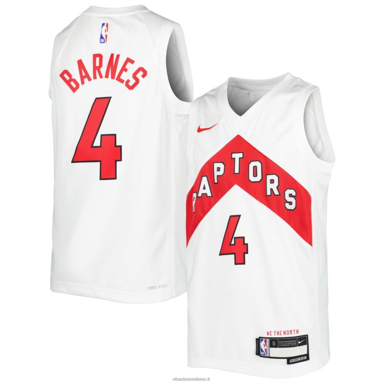 NBA 00F2L19686 toronto raptors scottie barnes nike maglia bianca giocatore swingman
